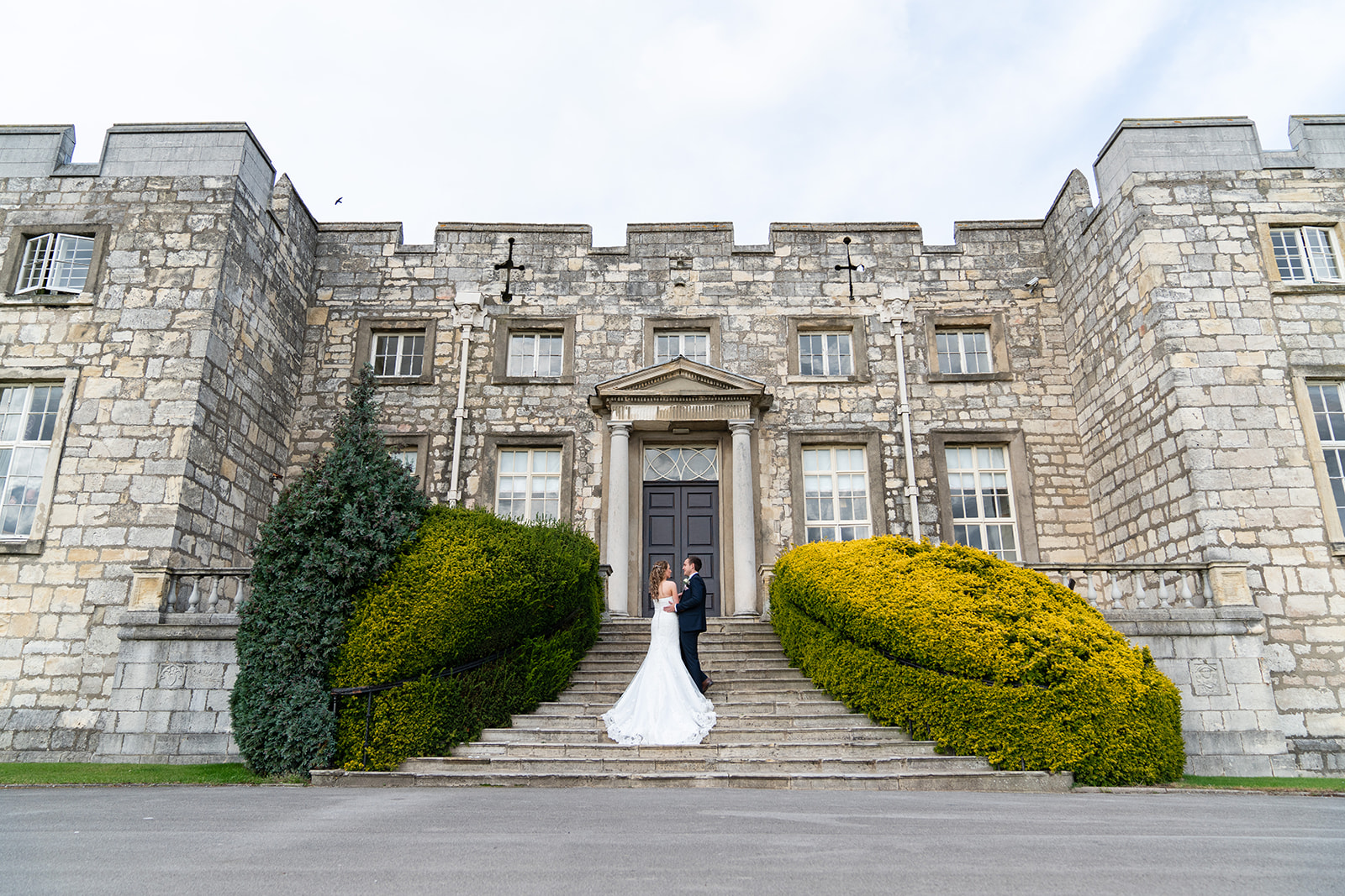 Siobhan and Lee outside Hazlewood Castle
