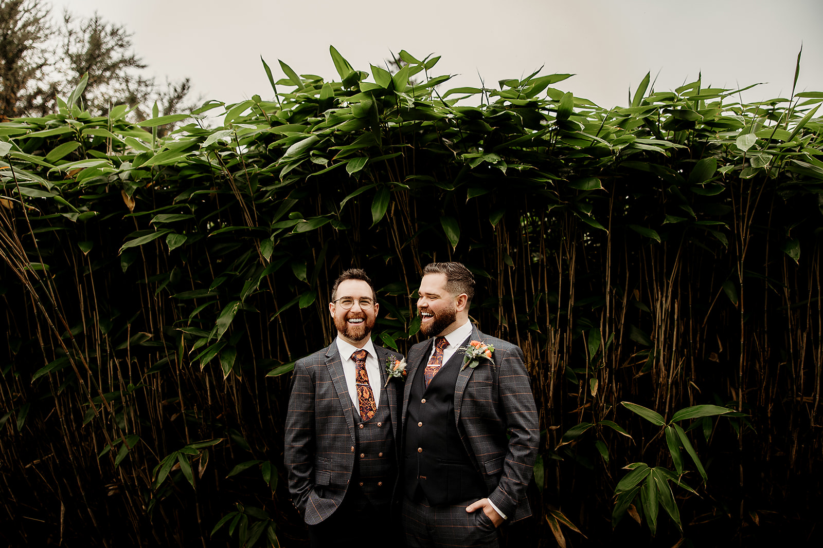 Richard and Conor laughing together in the gardens at Markree Castle