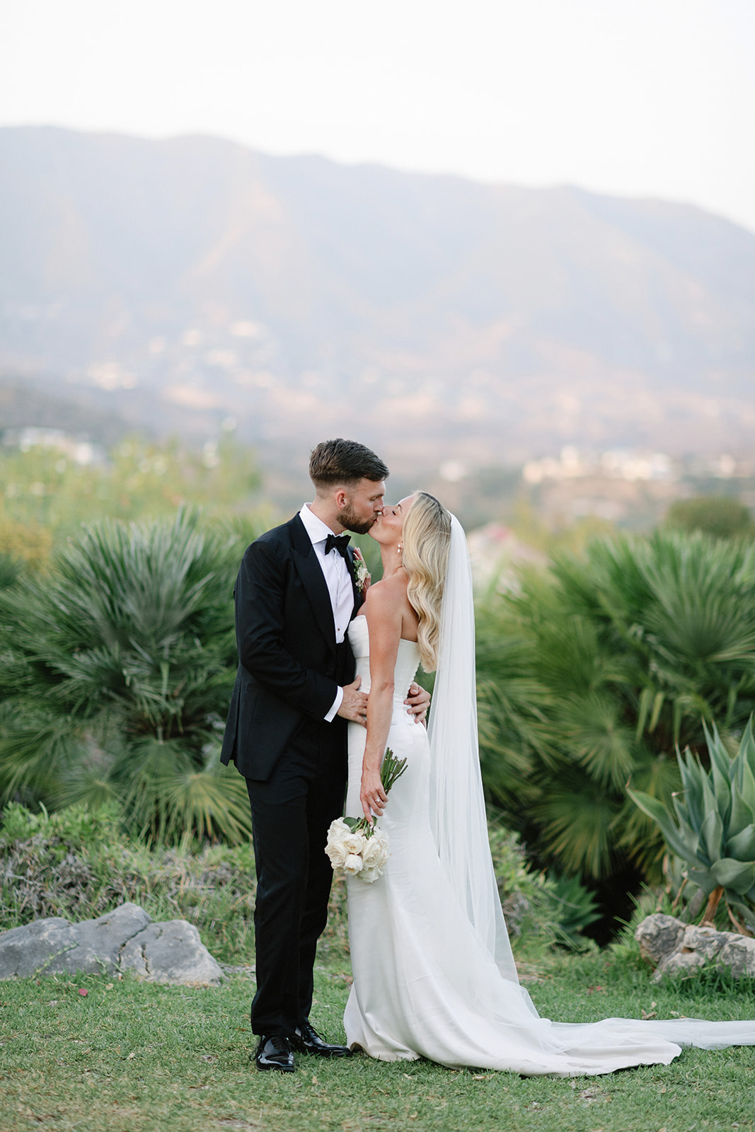 Romantic couple portrait at golden hour