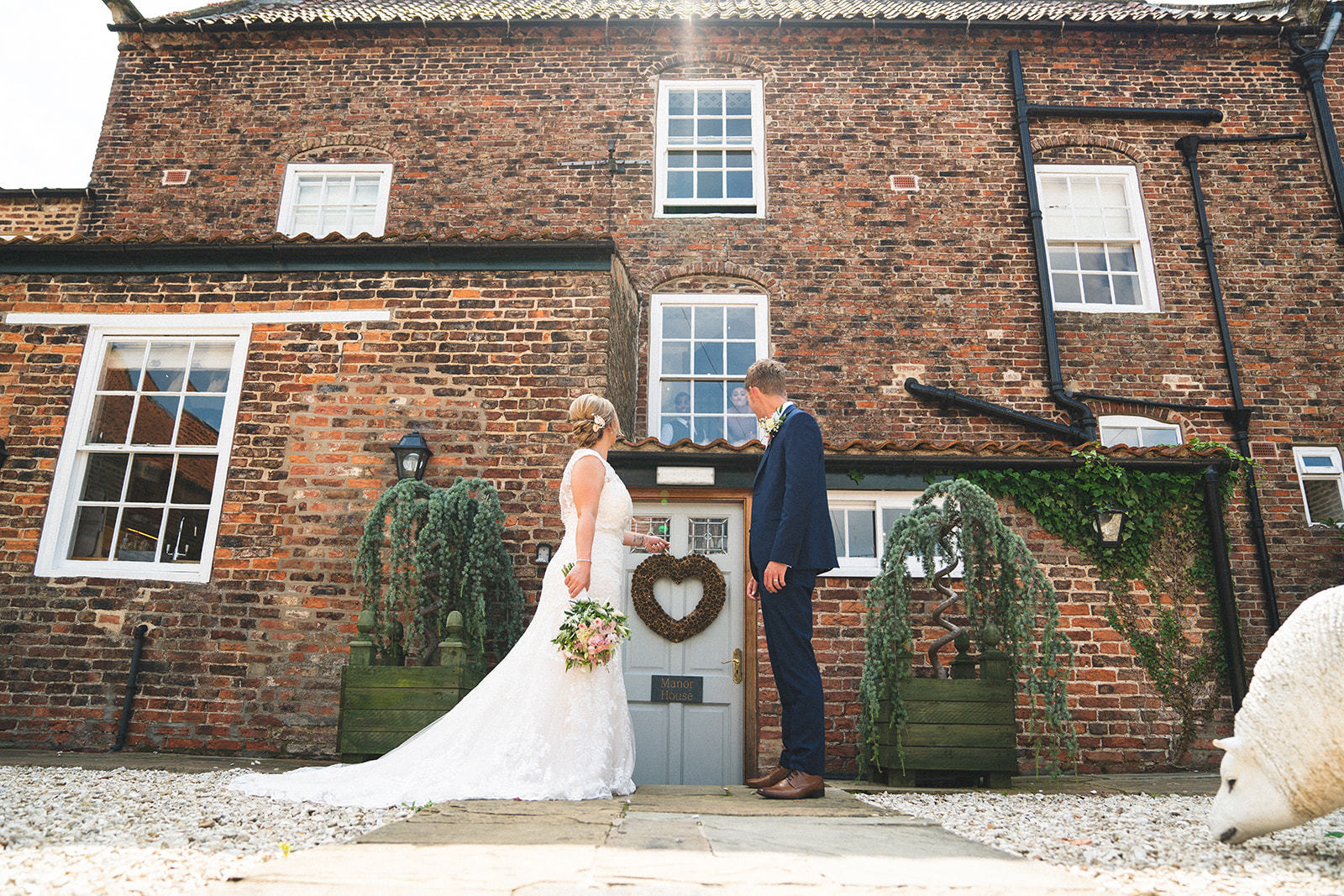 Sarah and Matt in front of Hornington Manor