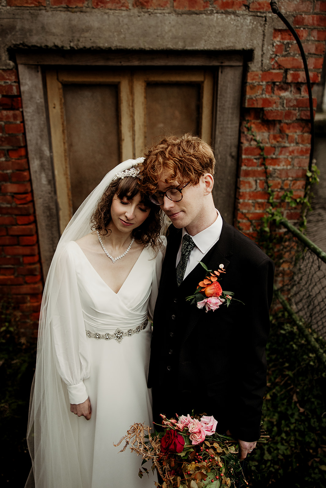 A quiet portrait of Amy and Thomas on their wedding day
