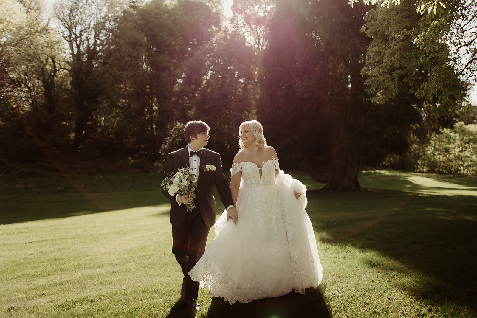 Franzi and Niamh walking through the gardens at Cabra Castle