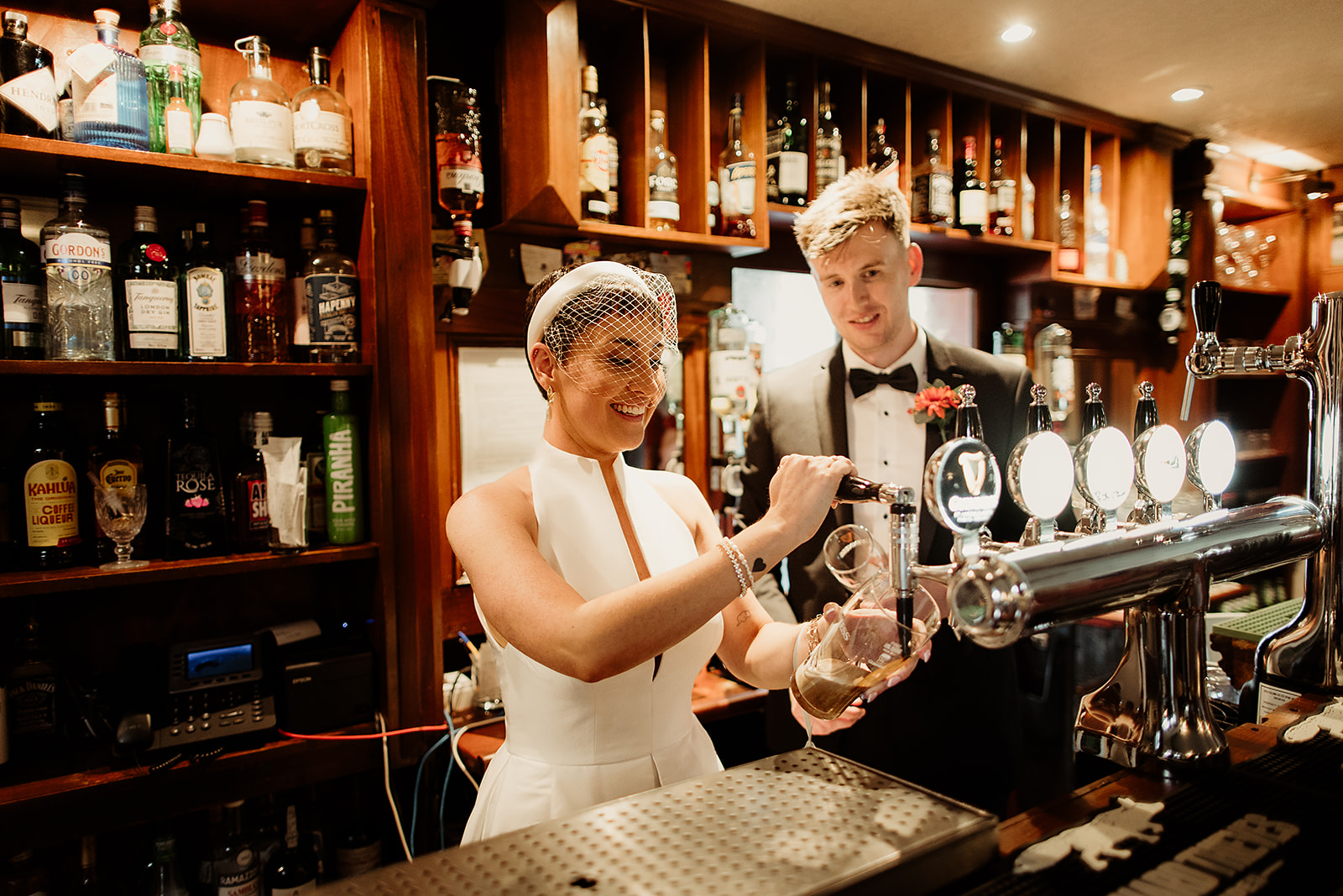 Lorna and Craig pulling a pint together at Clonabreany House.