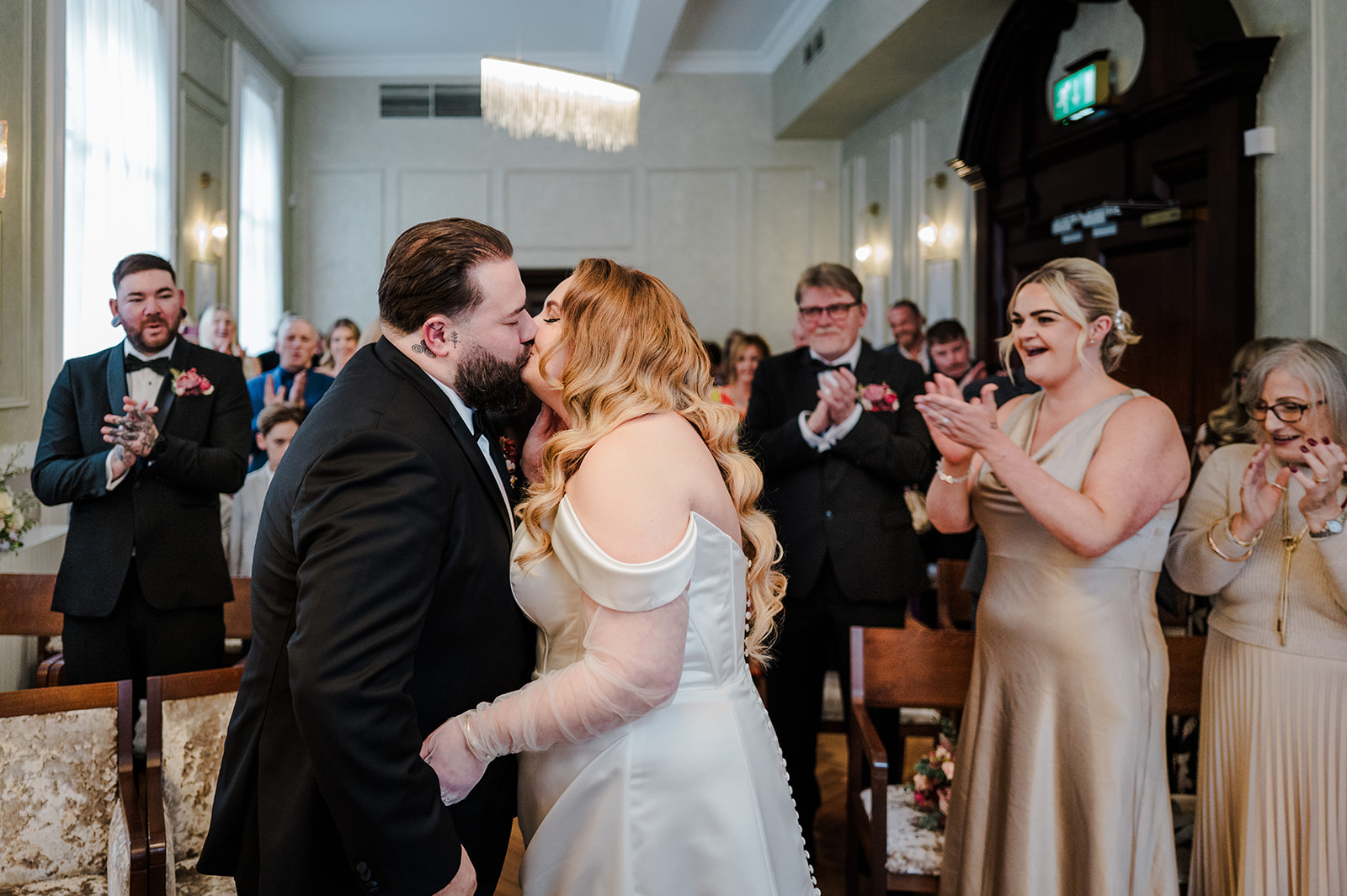 Guests and couple after the ceremony