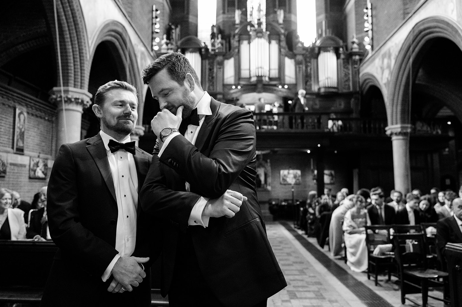 Chloe walking down the aisle at the church ceremony