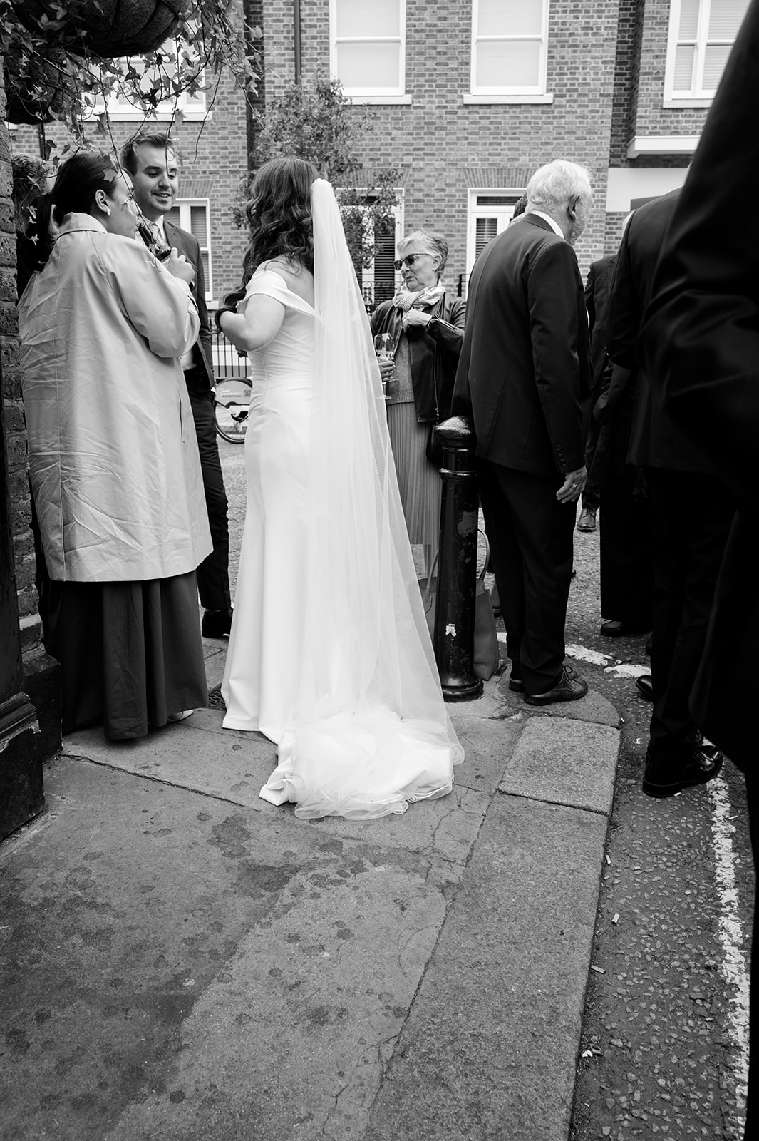 Candid moment at the Fox and Hounds drinks reception