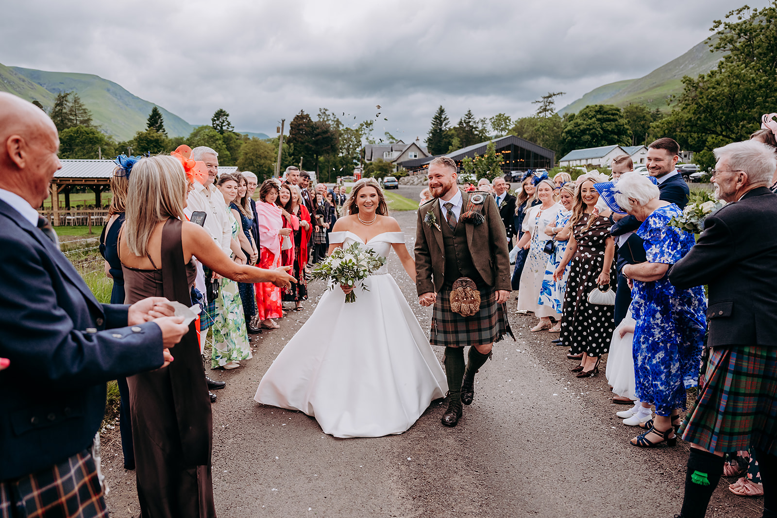 Confetti after a Glen Clova wedding ceremony