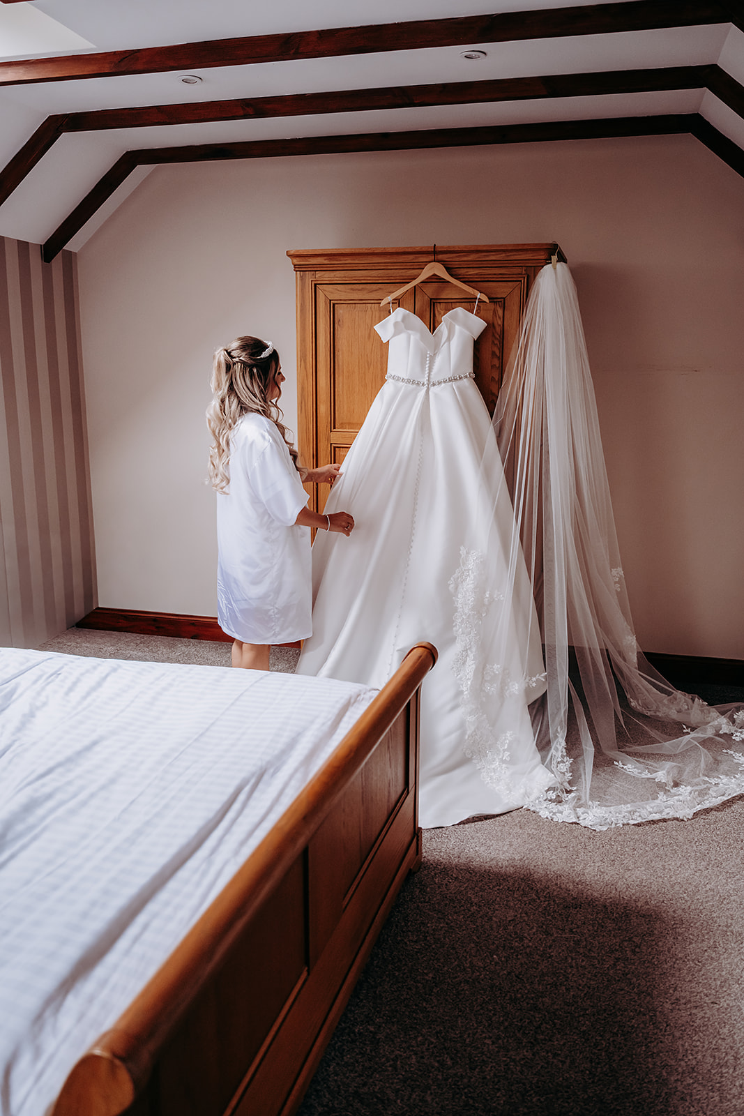 Bride getting ready in a Glen Clova cottage